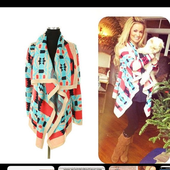 kate collection Sweaters - Aztec tribal print cardigan.